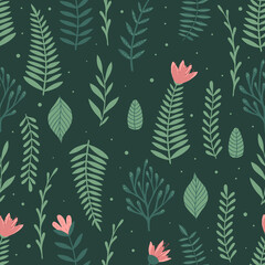 Seamless pattern with flowers and leaves. Creative floral texture. Great for fabric, textile Vector Illustration