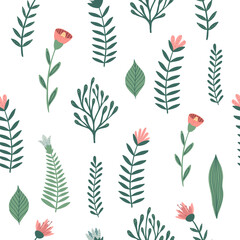 Seamless pattern with flowers and leaves. Creative floral texture. Great for fabric, textile Vector Illustration