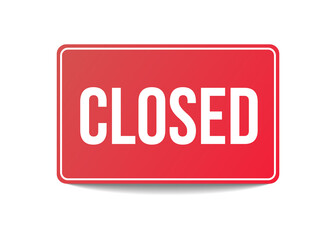 Flat icon with red closed sign. on white background for banner design. Business concept. White background. Flat design.