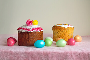 Traditional Slavic Easter cake decorated with sprinkles