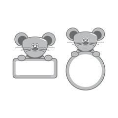 frame square and circle with cartoon mouse illustration design