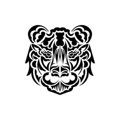 Samoan style tiger face tattoo. Boho tiger face. Isolated. Vector illustration.