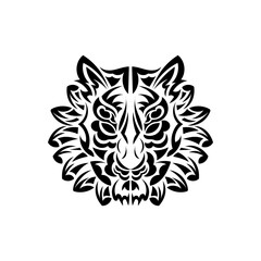 Samoan style tiger face tattoo. Boho tiger face. Isolated. Vector