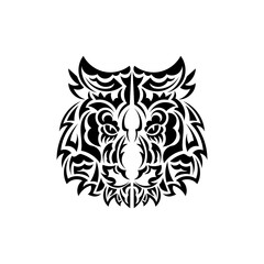 Polynesian style tiger face tattoo. Boho tiger face. Isolated. Vector