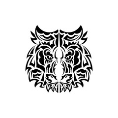 Polynesian style tiger face tattoo. Boho tiger face. Isolated. Vector