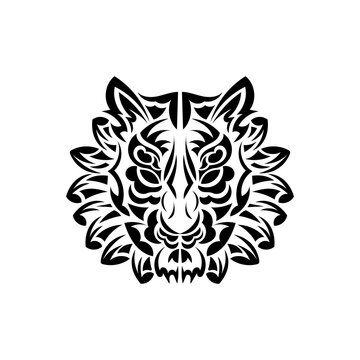 Samoan style tiger face tattoo. Boho tiger face. Isolated. Vector