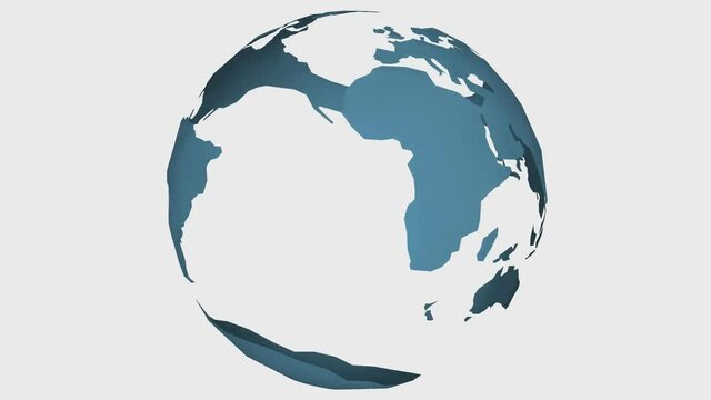 Rotating digital earth, 2D animation concept in gray and cyan color.