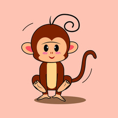 Cute little monkey icon  logo symbol vector illustration.