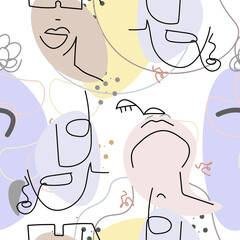 Face line pattern Abstract drawing seamless print