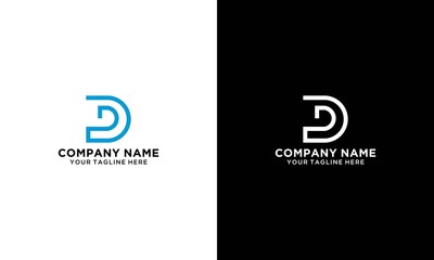 Minimalist Letter DP PD Logo Design , Editable in Vector Format in Blue and White Color