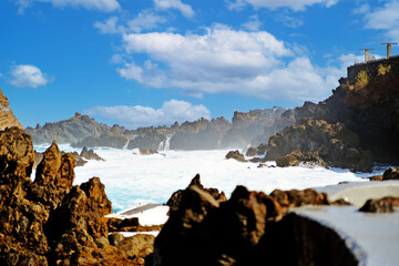 Natural volcanic pools on Madeira in Porto Moniz