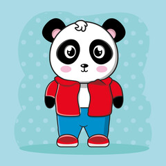 Boy Panda illustration cartoon style vector