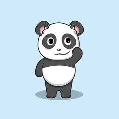 Cute Chubby Panda, cartoon style vector illustration