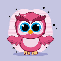 Cute owl, cartoon style vector illustration