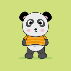 Yellow T-shirt Cute Panda, cartoon style vector illustration