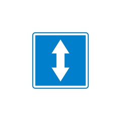 Two way traffic sign flat icon