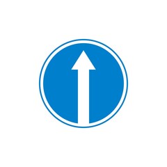 Ahead only traffic sign flat icon