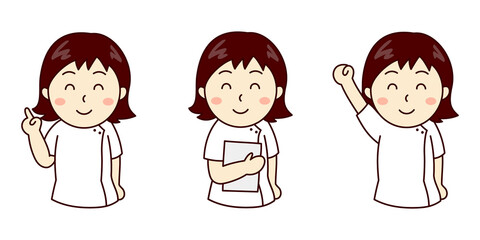 笑顔の女性看護師のイラストセット