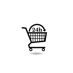  Shopping Cart 24 h icon with shadow