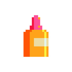 Bottle pixel art 8-bit icon. Glass jar isolated vector illustration.