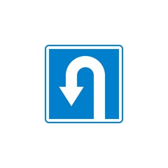 U-turn traffic sign flat icon