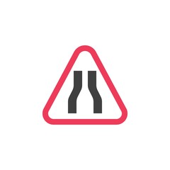 Narrow road ahead traffic flat icon