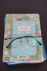 Glasses on a notebook