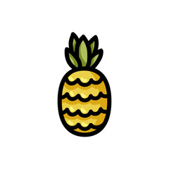 Pineapple flat outlined icon. Vector fruit logo isolated on white background. Vegan food symbol, media glyph for web