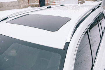 A panoramic roof in the car.