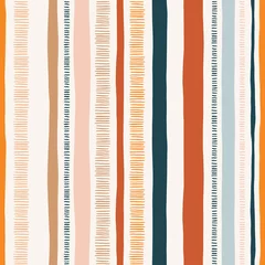 Papier peint photo Photos Hand-drawn whimsical textured organic vertical lines and stripes vector seamless pattern. Doodle folk abstract geometric print in bright colors. Marks, scribbles. Perfect for home decor  © Anna Putina