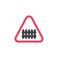 Railway warning road sign flat icon
