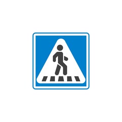 Pedestrian crossing road sign flat icon