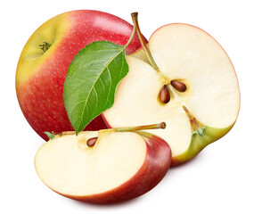 Red apple half isolated on white background