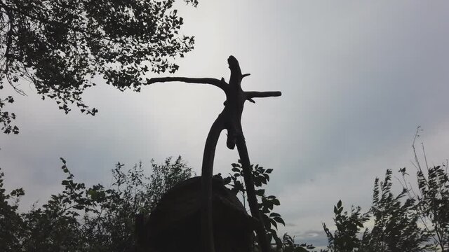 Wooden snag in the form of a pagan idol