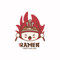 Japanese food hot ramen mascot template
