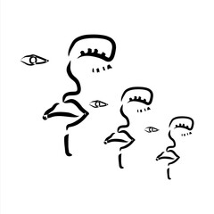 abstract face line drawing.  Vector ilustration for T-shirt.