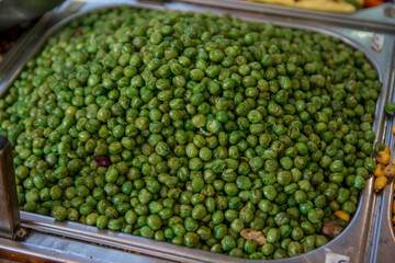 Dried green peas for sale, Mahane Yehuda Market, Jerusalem, Israel.