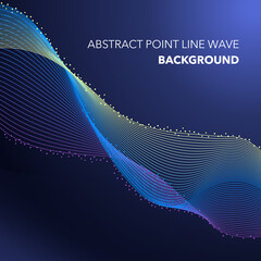 Abstract visualization particle dynamic point line wave premium vector