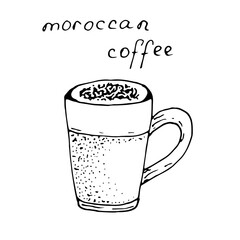 Moroccan coffee in a cup, vector illustration, hand drawing, sketch