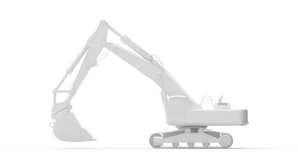 3D rendering of an excavator model isolated on a white background