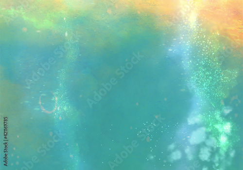 夕陽を浴びたと水の中の風景イラスト Wall Mural Wallpaper Murals Gelatin