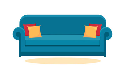Blue Sofa isolated on white. Sofa icon for interior house.