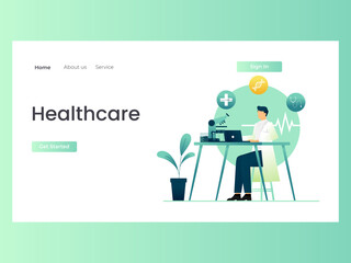 Modern flat design illustration of Healthcare, A doctor checks the patient's medical history . This Illustration perfect for website and mobile website.