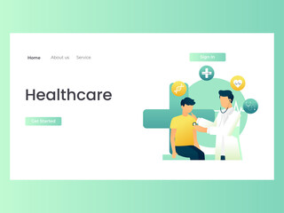 Modern flat design illustration of Healthcare, Doctor checks the patient's body. This Illustration perfect for website and mobile website.