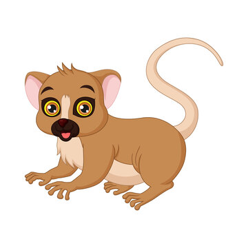Cartoon mouse lemur on white background