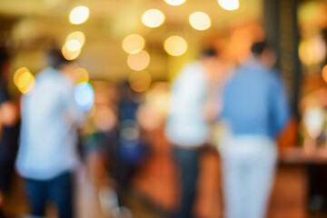 blurred restaurant or coffee shop with crowed customer background for product display montage