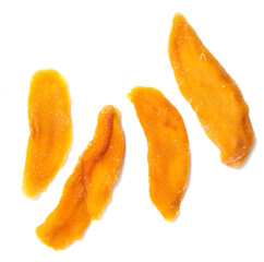 Dried mango closeup isolated on white