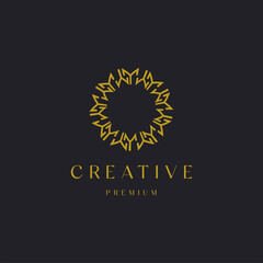 Abstract luxury circle ornament line style with letter M concept, logo icon design template vector illustration 