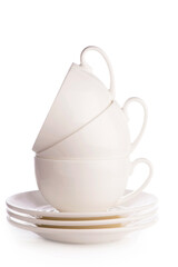 empty white coffee cup on white background