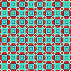 Seamless ethnic pattern in red and blue colors. Small cage